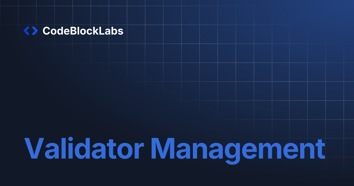 Validator Management | CodeBlockLabs